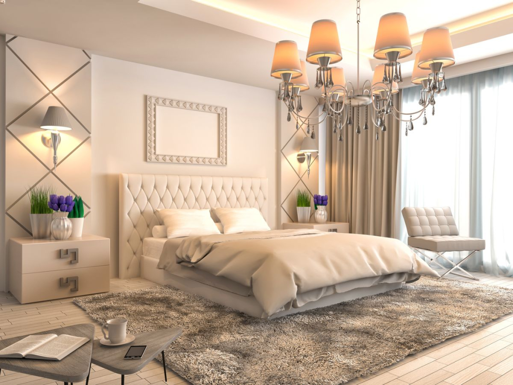 bedroom with hollywood glam