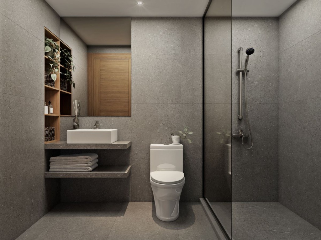 grey coloured toilet