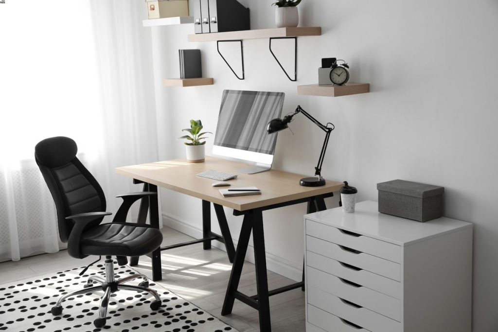 comfortable home office interior design for remote works